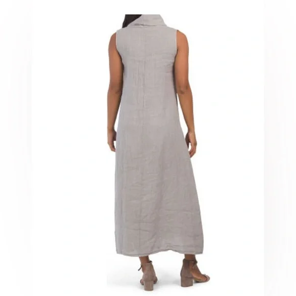 Francesca Bettini Fango Cowl neck midi dress gray. Made in Italy NWT - Picture 2 of 7